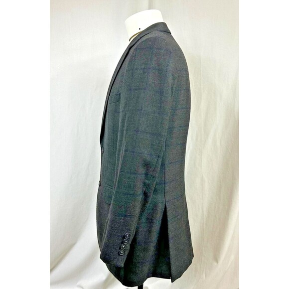 HUGO BOSS Gray Windowpane Plaid Wool Sport Coat Blazer-2 Button-Dual Vent-Sz 38R - Picture 5 of 14